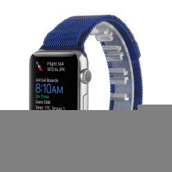Premium Color Stainless Steel Magnetic Milanese Loop Strap Wristband for Apple Watch Series 7/6/SE/5/4/3/2/1 Sport - 40MM / 38MM (Camouflage Blue)